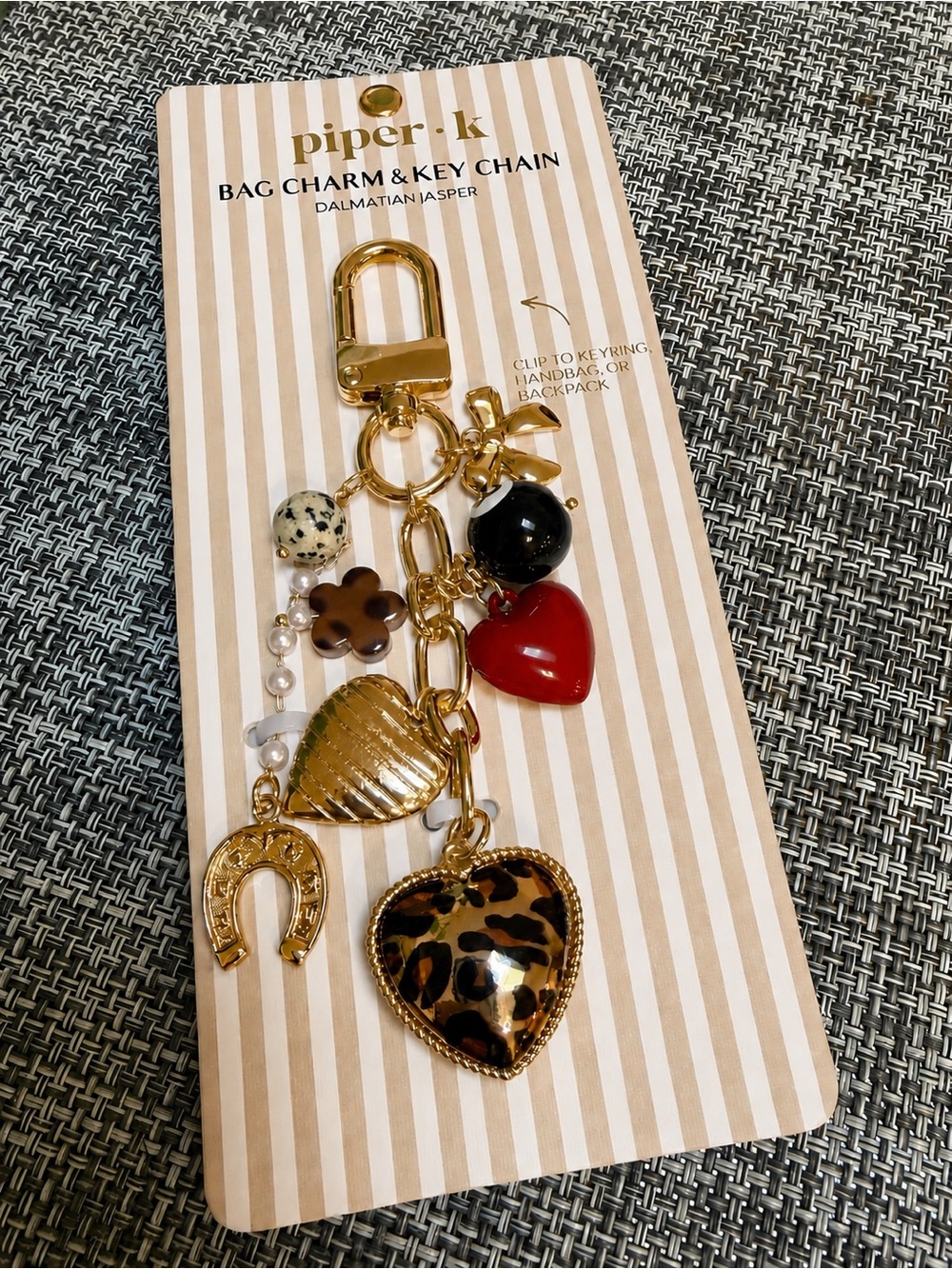 Piper Gold, ❤️Red & Leopard Heart 🎱Ball Bag Charm Key Chain